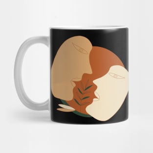 Abstract shape art with faces in earth tones Mug